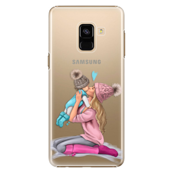 Plastové puzdro iSaprio - Kissing Mom - Blond and Boy - Samsung Galaxy A8 2018