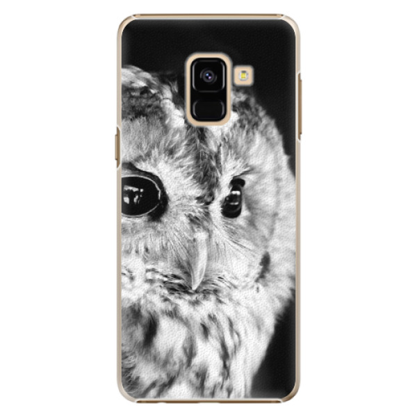 Plastové puzdro iSaprio - BW Owl - Samsung Galaxy A8 2018