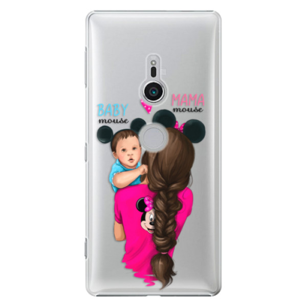 Plastové puzdro iSaprio - Mama Mouse Brunette and Boy - Sony Xperia XZ2