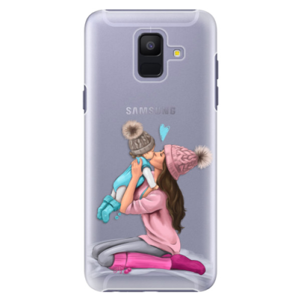 Plastové puzdro iSaprio - Kissing Mom - Brunette and Boy - Samsung Galaxy A6