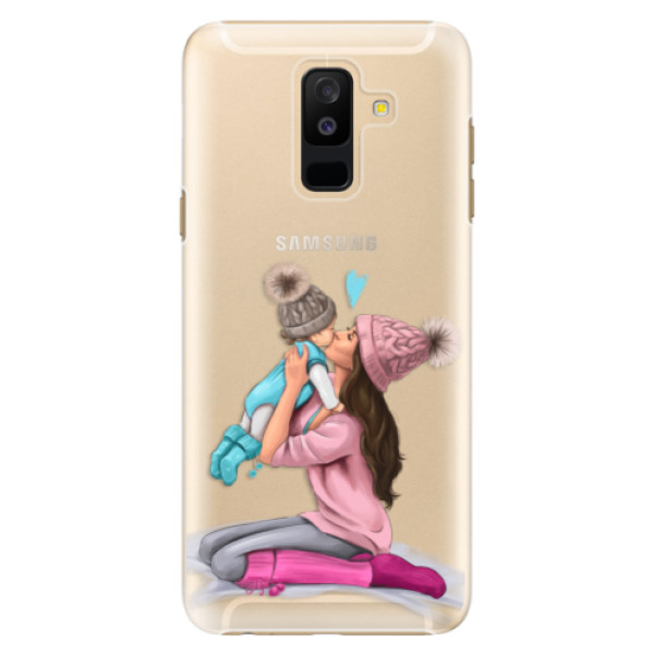 Plastové puzdro iSaprio - Kissing Mom - Brunette and Boy - Samsung Galaxy A6+