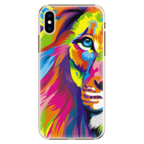 Plastové puzdro iSaprio - Rainbow Lion - iPhone XS