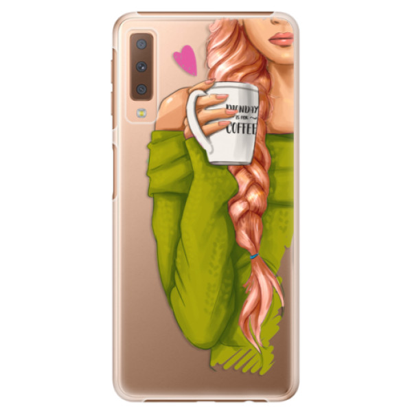 Plastové puzdro iSaprio - My Coffe and Redhead Girl - Samsung Galaxy A7 (2018)