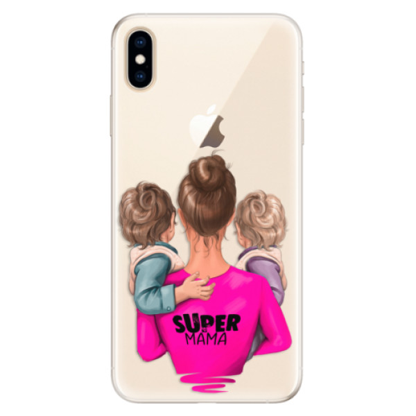 Silikónové puzdro iSaprio - Super Mama - Two Boys - iPhone XS Max