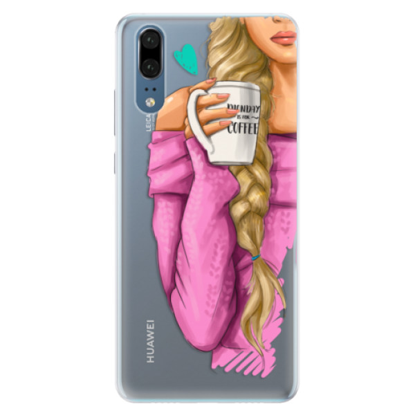Silikónové puzdro iSaprio - My Coffe and Blond Girl - Huawei P20