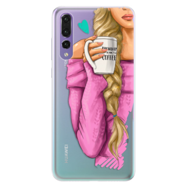 Silikónové puzdro iSaprio - My Coffe and Blond Girl - Huawei P20 Pro