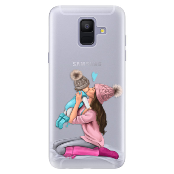 Silikónové puzdro iSaprio - Kissing Mom - Brunette and Boy - Samsung Galaxy A6