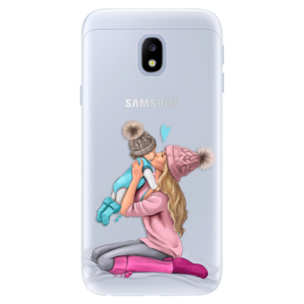 Silikónové puzdro iSaprio - Kissing Mom - Blond and Boy - Samsung Galaxy J3 2017