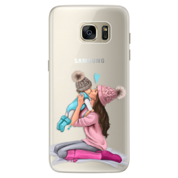 Silikónové puzdro iSaprio - Kissing Mom - Brunette and Boy - Samsung Galaxy S7