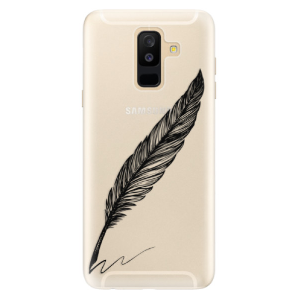 Silikónové puzdro iSaprio - Writing By Feather - black - Samsung Galaxy A6+