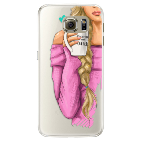 Silikónové puzdro iSaprio - My Coffe and Blond Girl - Samsung Galaxy S6