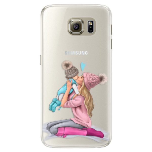 Silikónové puzdro iSaprio - Kissing Mom - Blond and Boy - Samsung Galaxy S6 Edge