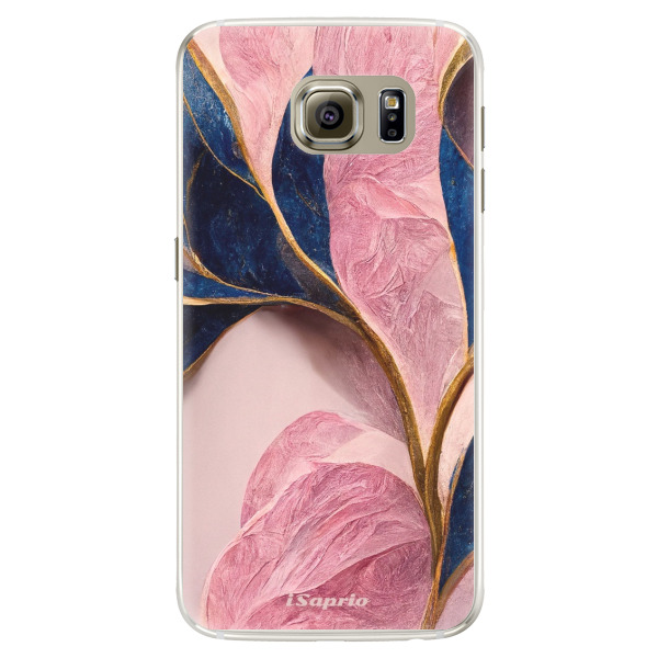Silikónové puzdro iSaprio - Pink Blue Leaves - Samsung Galaxy S6 Edge