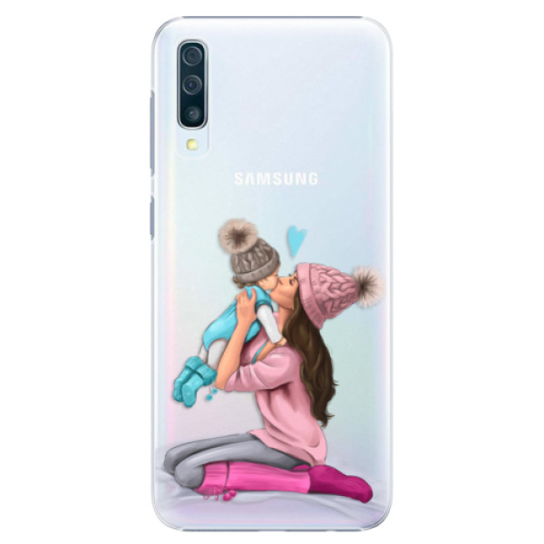 Plastové puzdro iSaprio - Kissing Mom - Brunette and Boy - Samsung Galaxy A50