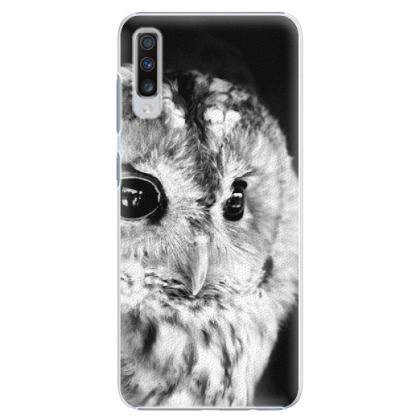 Plastové puzdro iSaprio - BW Owl - Samsung Galaxy A70