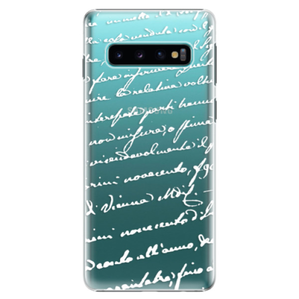 Plastové puzdro iSaprio - Handwriting 01 - white - Samsung Galaxy S10