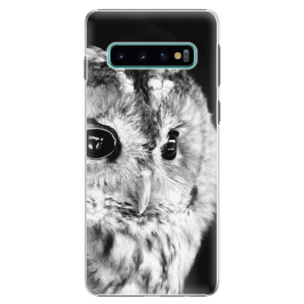 Plastové puzdro iSaprio - BW Owl - Samsung Galaxy S10