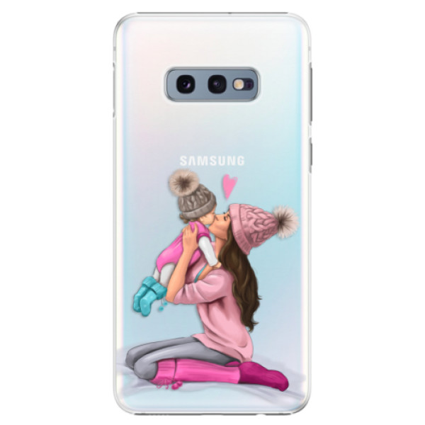 Plastové puzdro iSaprio - Kissing Mom - Brunette and Girl - Samsung Galaxy S10e