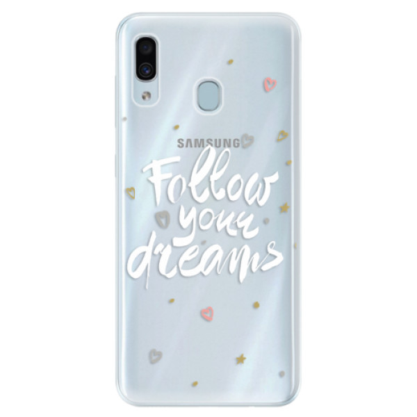 Silikónové puzdro iSaprio - Follow Your Dreams - white - Samsung Galaxy A30