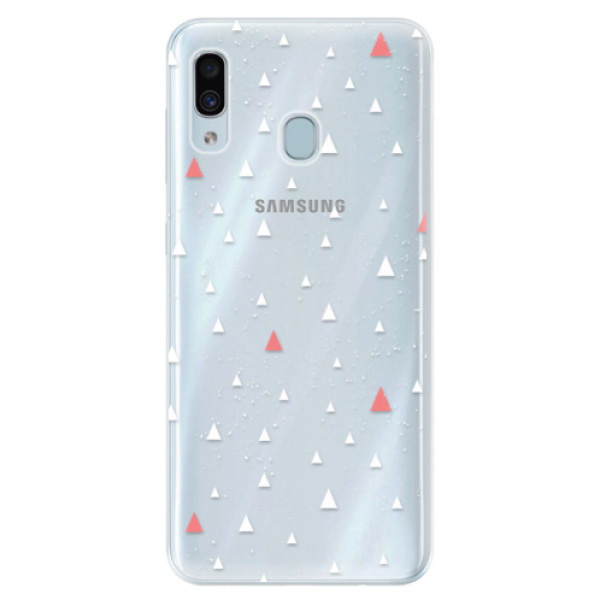 Silikónové puzdro iSaprio - Abstract Triangles 02 - white - Samsung Galaxy A30