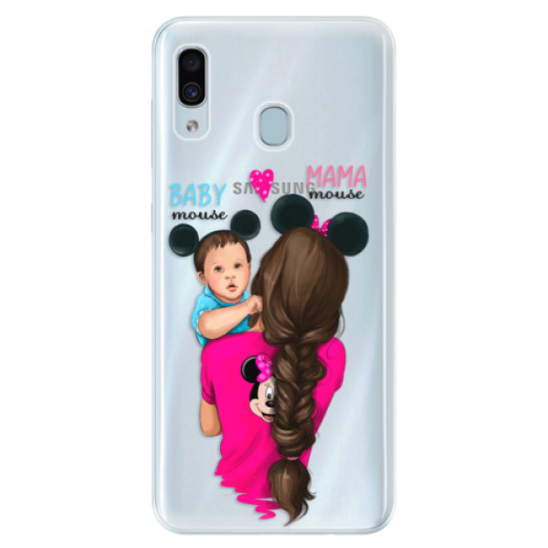 Silikónové puzdro iSaprio - Mama Mouse Brunette and Boy - Samsung Galaxy A30