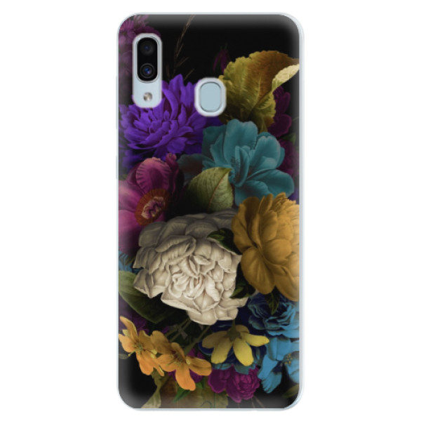Silikónové puzdro iSaprio - Dark Flowers - Samsung Galaxy A30