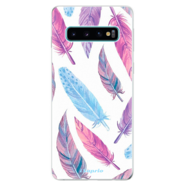 Odolné silikónové puzdro iSaprio - Feather Pattern 10 - Samsung Galaxy S10