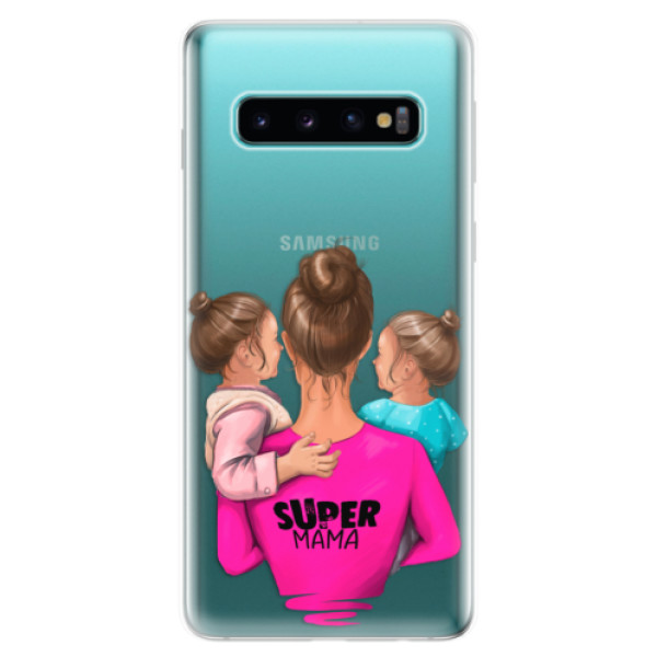 Odolné silikónové puzdro iSaprio - Super Mama - Two Girls - Samsung Galaxy S10