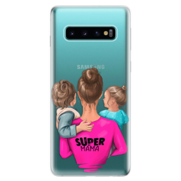 Odolné silikónové puzdro iSaprio - Super Mama - Boy and Girl - Samsung Galaxy S10