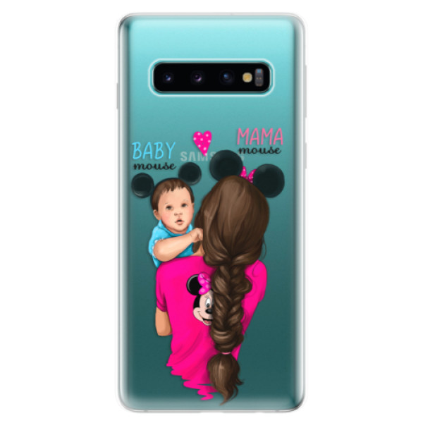 Odolné silikónové puzdro iSaprio - Mama Mouse Brunette and Boy - Samsung Galaxy S10