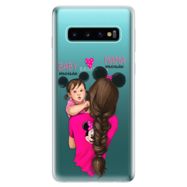 Odolné silikónové puzdro iSaprio - Mama Mouse Brunette and Girl - Samsung Galaxy S10