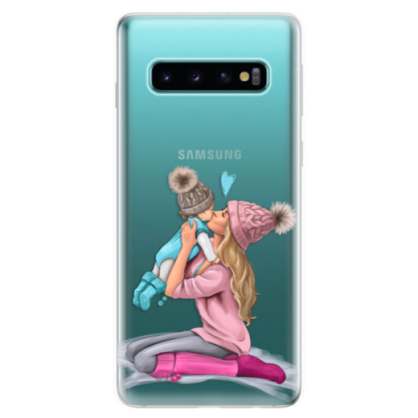 Odolné silikónové puzdro iSaprio - Kissing Mom - Blond and Boy - Samsung Galaxy S10