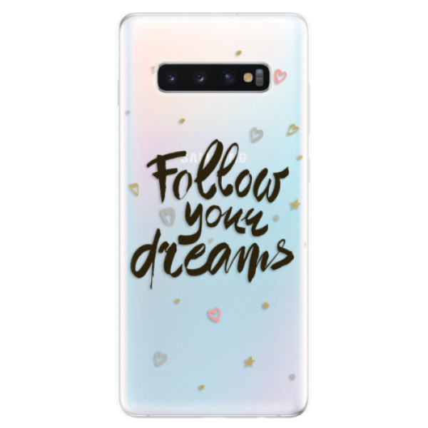 Odolné silikónové puzdro iSaprio - Follow Your Dreams - black - Samsung Galaxy S10+