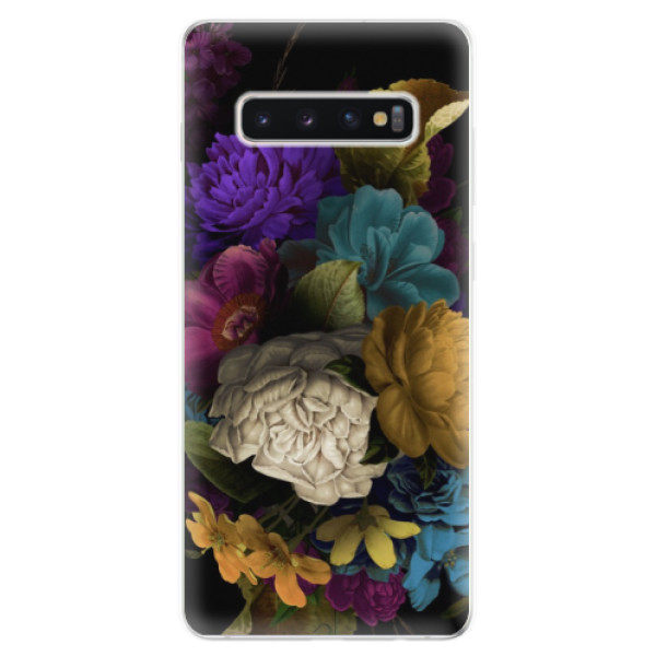 Odolné silikónové puzdro iSaprio - Dark Flowers - Samsung Galaxy S10+