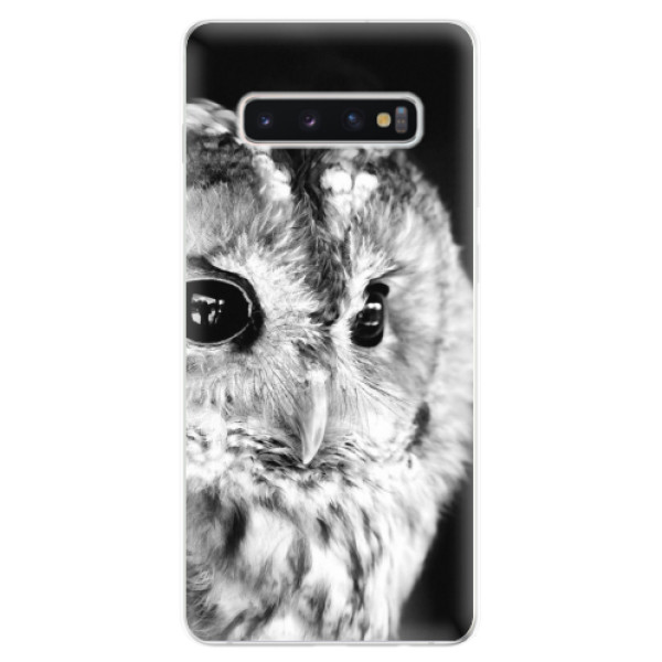 Odolné silikónové puzdro iSaprio - BW Owl - Samsung Galaxy S10+