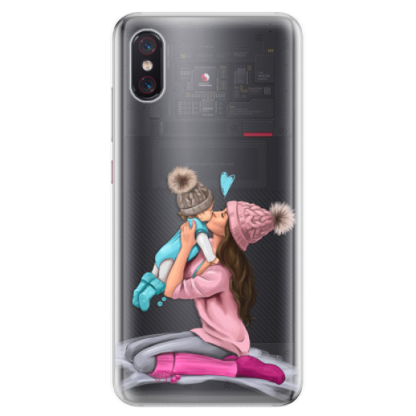 Odolné silikónové puzdro iSaprio - Kissing Mom - Brunette and Boy - Xiaomi Mi 8 Pro