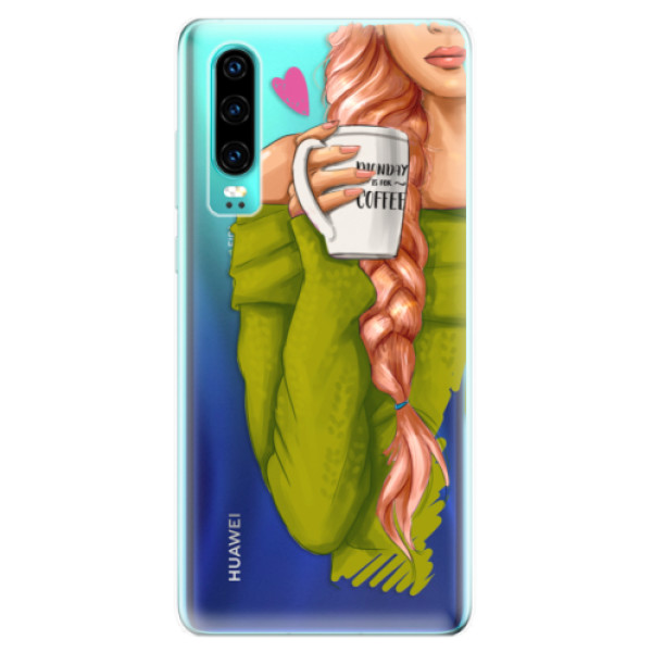 Odolné silikónové puzdro iSaprio - My Coffe and Redhead Girl - Huawei P30