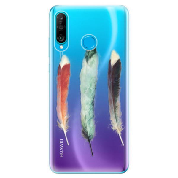 Odolné silikónové puzdro iSaprio - Three Feathers - Huawei P30 Lite