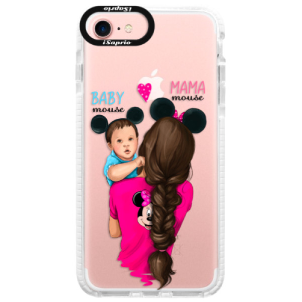 Silikónové púzdro Bumper iSaprio - Mama Mouse Brunette and Boy - iPhone 7