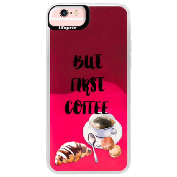 Neónové púzdro Pink iSaprio - First Coffee - iPhone 6 Plus/6S Plus