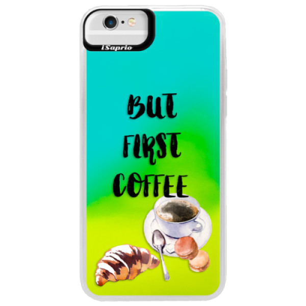 Neónové puzdro Blue iSaprio - First Coffee - iPhone 6 Plus/6S Plus