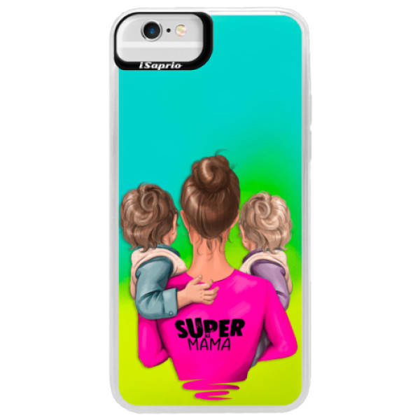 Neónové puzdro Blue iSaprio - Super Mama - Two Boys - iPhone 6 Plus/6S Plus