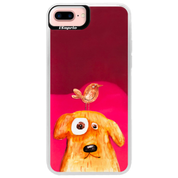 Neónové púzdro Pink iSaprio - Dog And Bird - iPhone 7 Plus