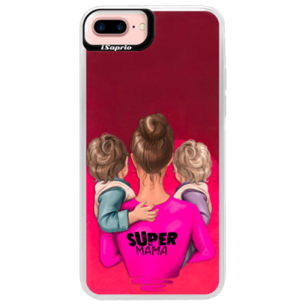 Neónové púzdro Pink iSaprio - Super Mama - Two Boys - iPhone 7 Plus