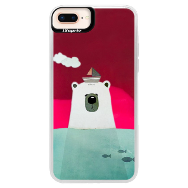 Neónové púzdro Pink iSaprio - Bear With Boat - iPhone 8 Plus