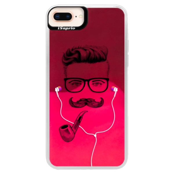 Neónové púzdro Pink iSaprio - Man With Headphones 01 - iPhone 8 Plus