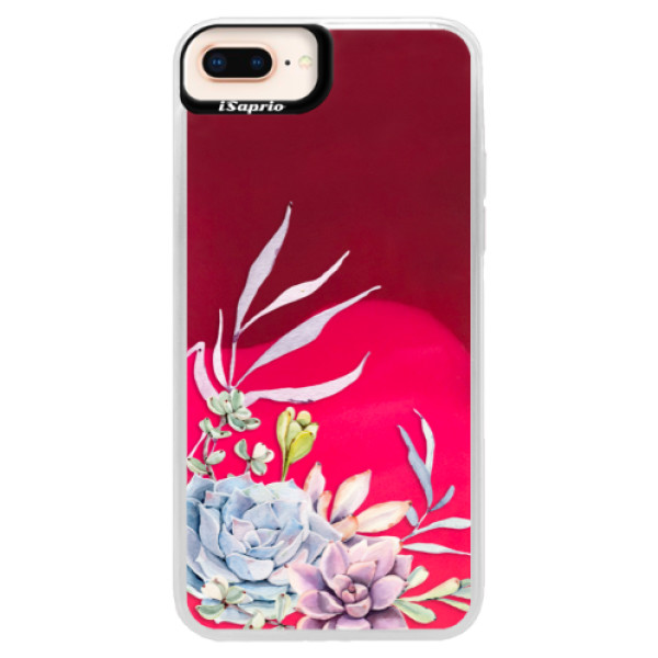 Neónové púzdro Pink iSaprio - Succulent 01 - iPhone 8 Plus