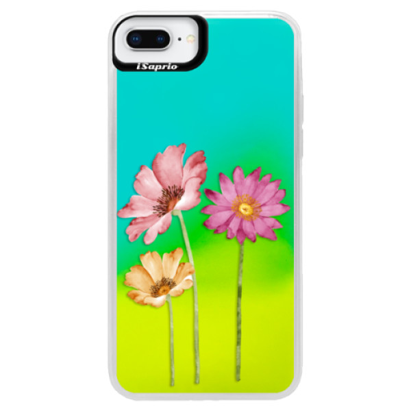 Neónové puzdro Blue iSaprio - Three Flowers - iPhone 8 Plus