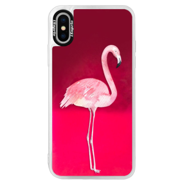 Neónové púzdro Pink iSaprio - Flamingo 01 - iPhone X