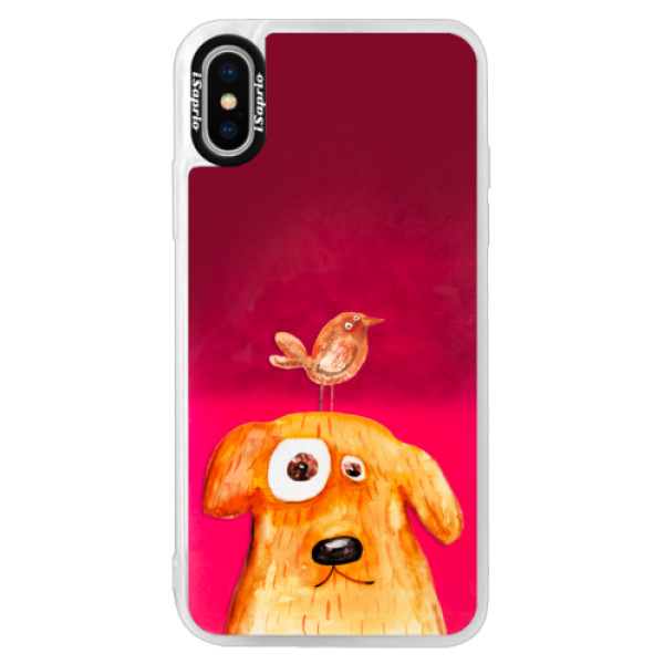 Neónové púzdro Pink iSaprio - Dog And Bird - iPhone X
